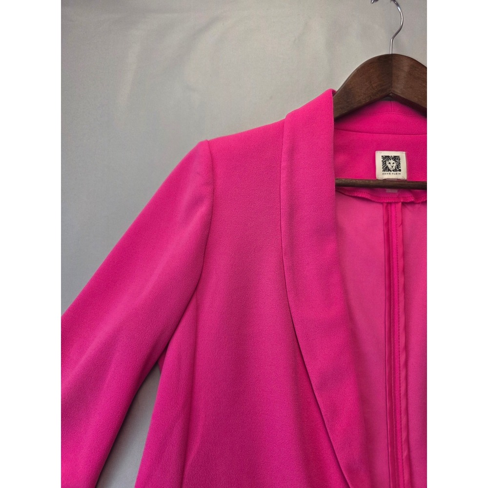 Anne Klein Womens Hot Pink Shawl Collar Open Front Blazer Size Small 3/4 Sleeve - Picture 3 of 12